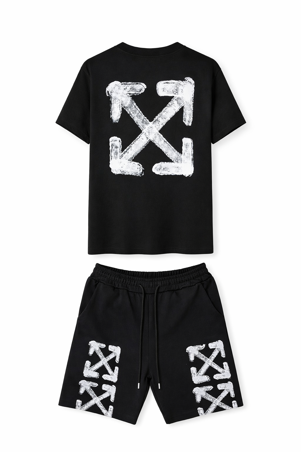 Мьжки екип Off-white тениска и кьси шорти