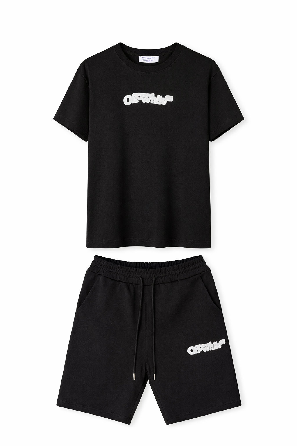 Мьжки екип Off-white тениска и кьси шорти