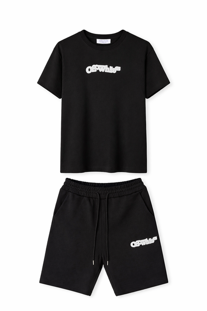 Мьжки екип Off-white тениска и кьси шорти
