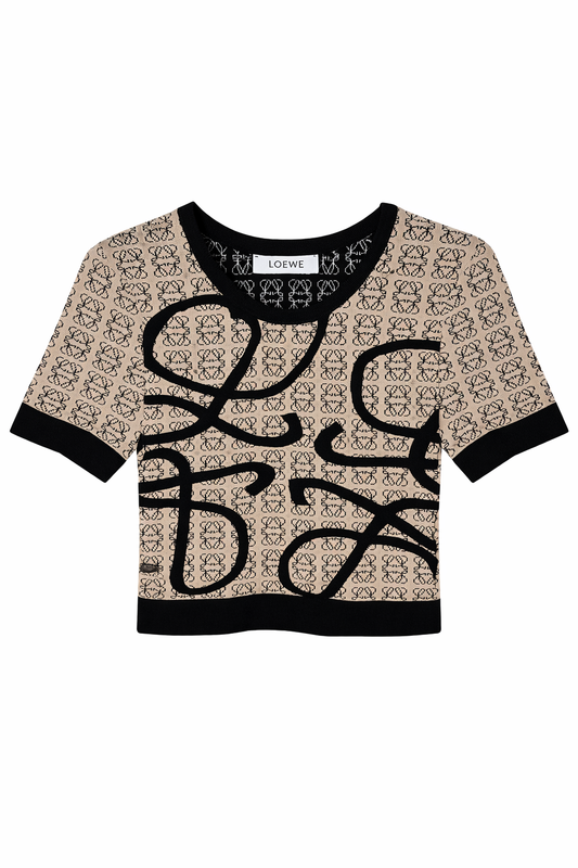 Loewe бежова кьса блуза с монограм и принт